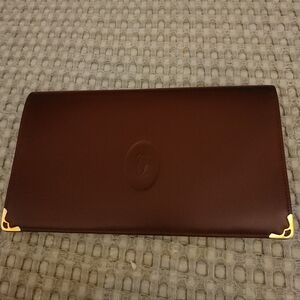 Cartier Long Elegant Leather Wallet W/ Kisslock & AUTH card/ Reseller